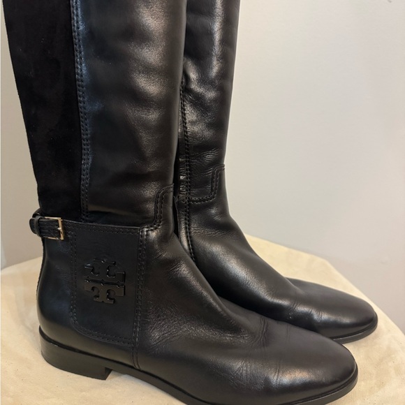 Tory Burch Black Leather Equestrian Boots